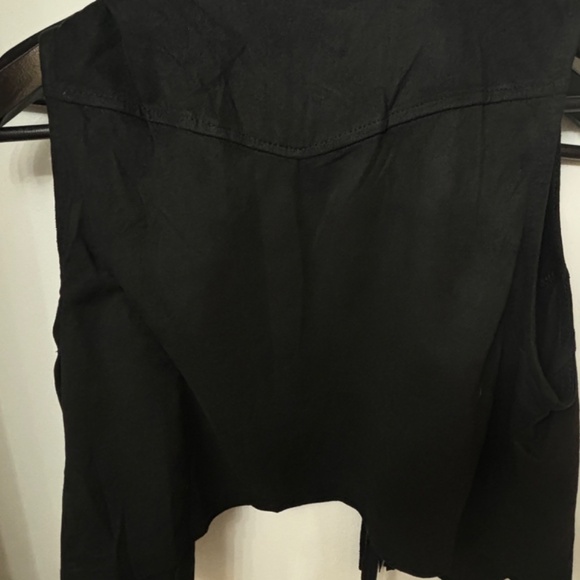 Black velvet frayed vest - small - Picture 2 of 2